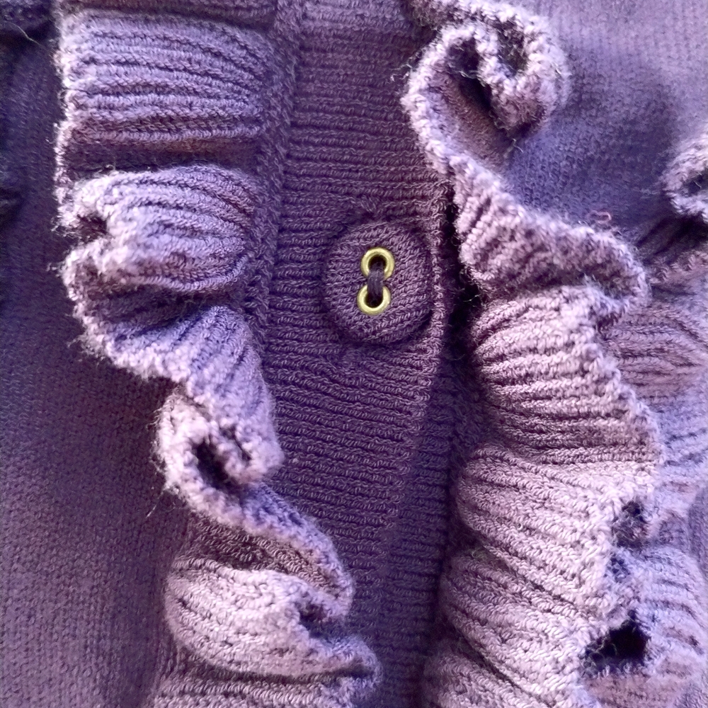 Miu Miu Violet Virgin Wool Ruffle Cardigan NWT Authenticated Italy - Picture 5 of 10